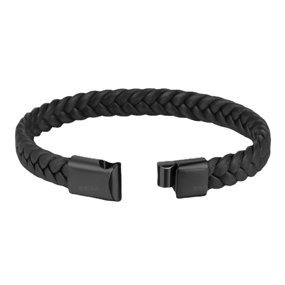 1 Piece Simple Casual Style Woven Shape Leather Men's Bracelet 